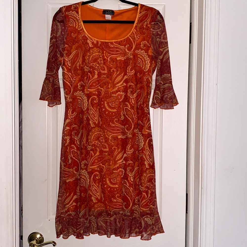 Eye Candy Dress - Orange Mesh Print-XLarge